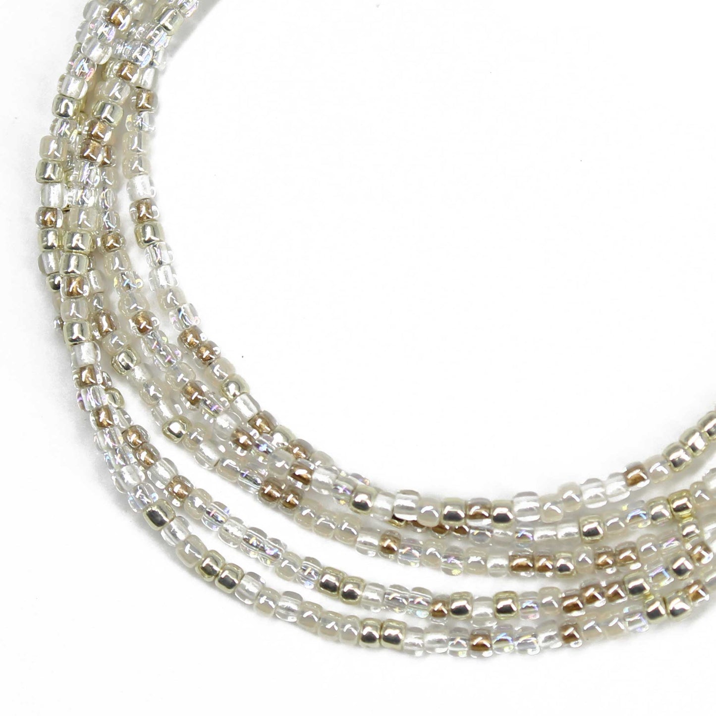 Gold Silver White Seed Bead Necklace, Thin 1.5mm Single Strand