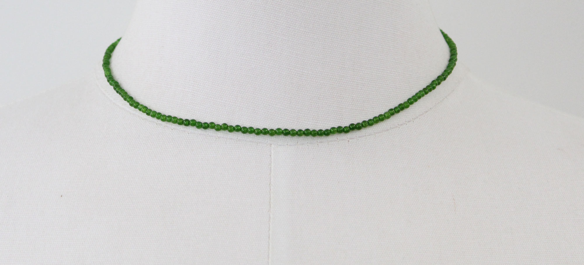 2mm Genuine Green Jade Necklace Adjustable Sterling Silver Clasp