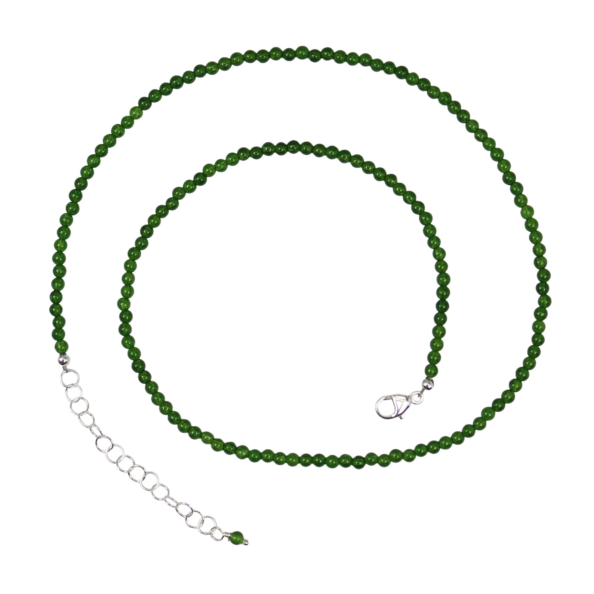 2mm Genuine Green Jade Necklace Adjustable Sterling Silver Clasp