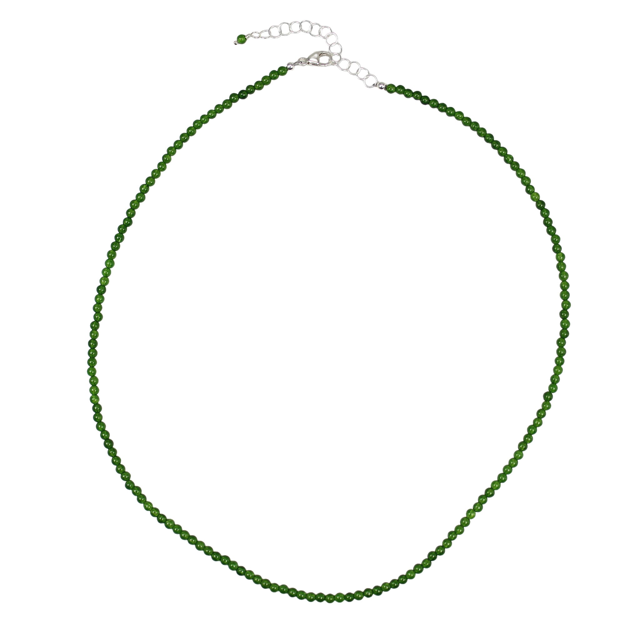 2mm Genuine Green Jade Necklace Adjustable Sterling Silver Clasp