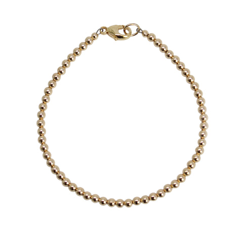 3mm Yellow Gold Filled Bead Bracelet