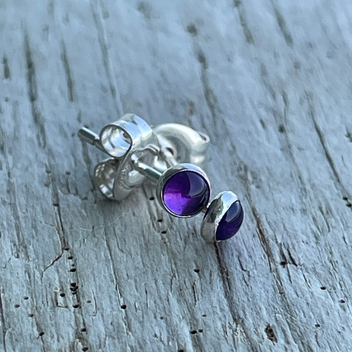 3mm Amethyst Stud Earrings in Sterling Silver 