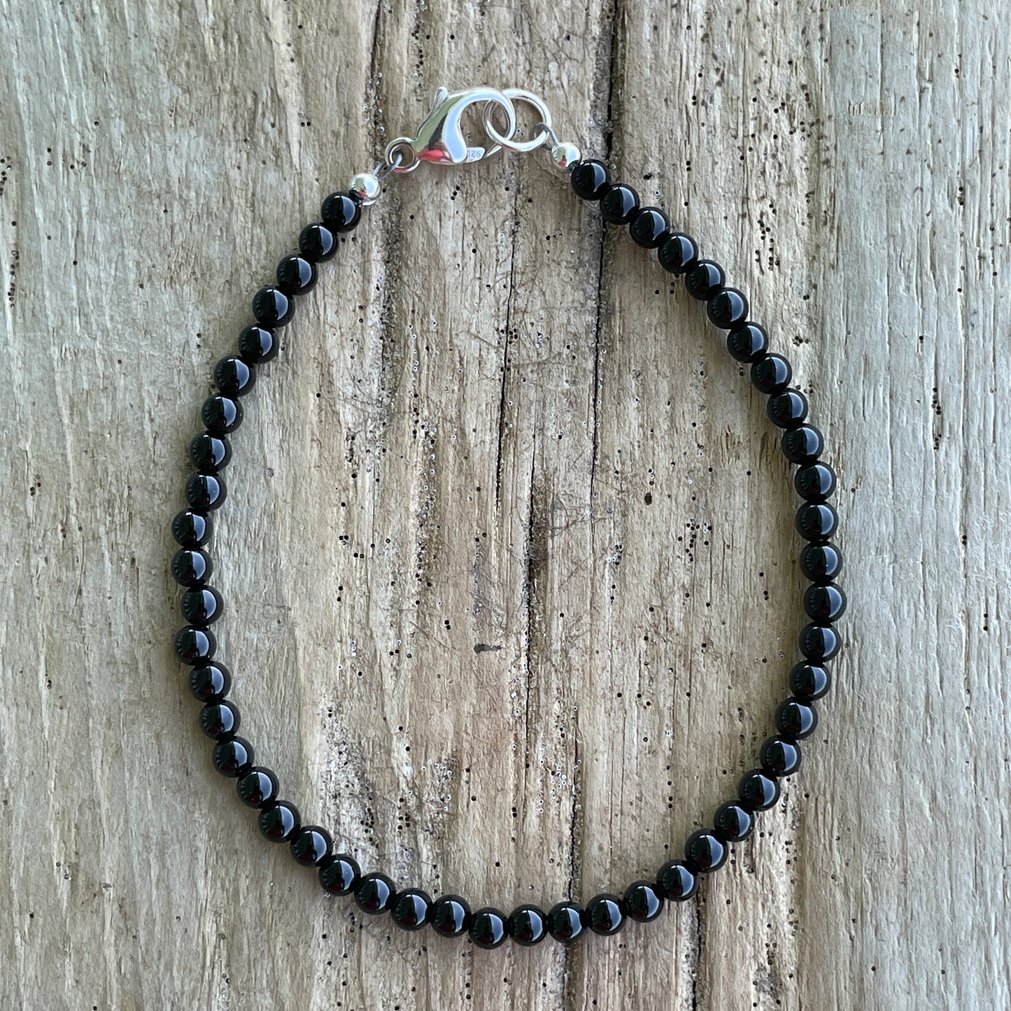 3mm Black Onyx Bead Bracelet