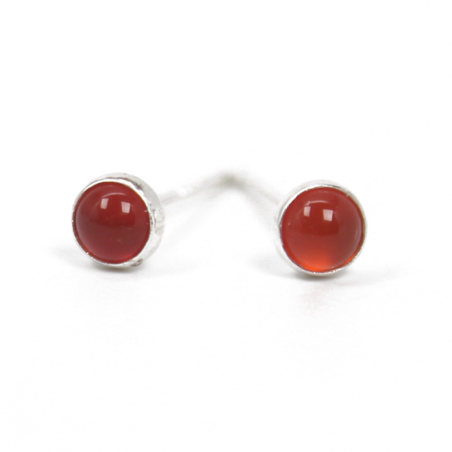 3mm Carnelian Stud Earrings in Sterling Silver
