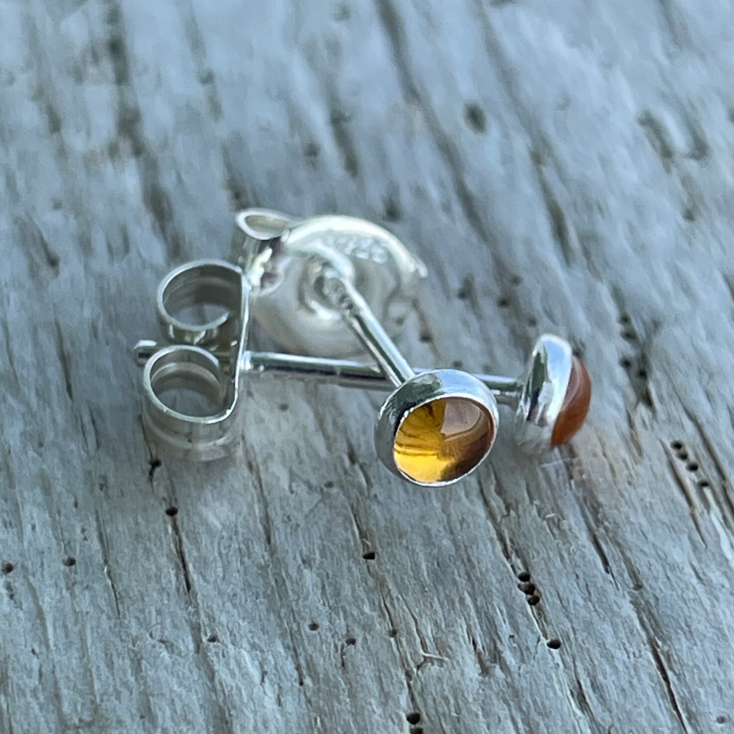 Tiny 3mm Citrine Stud Earrings | Sterling Silver or Gold Fill