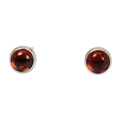 Tiny 3mm Garnet Stud Earrings Sterling Silver 
