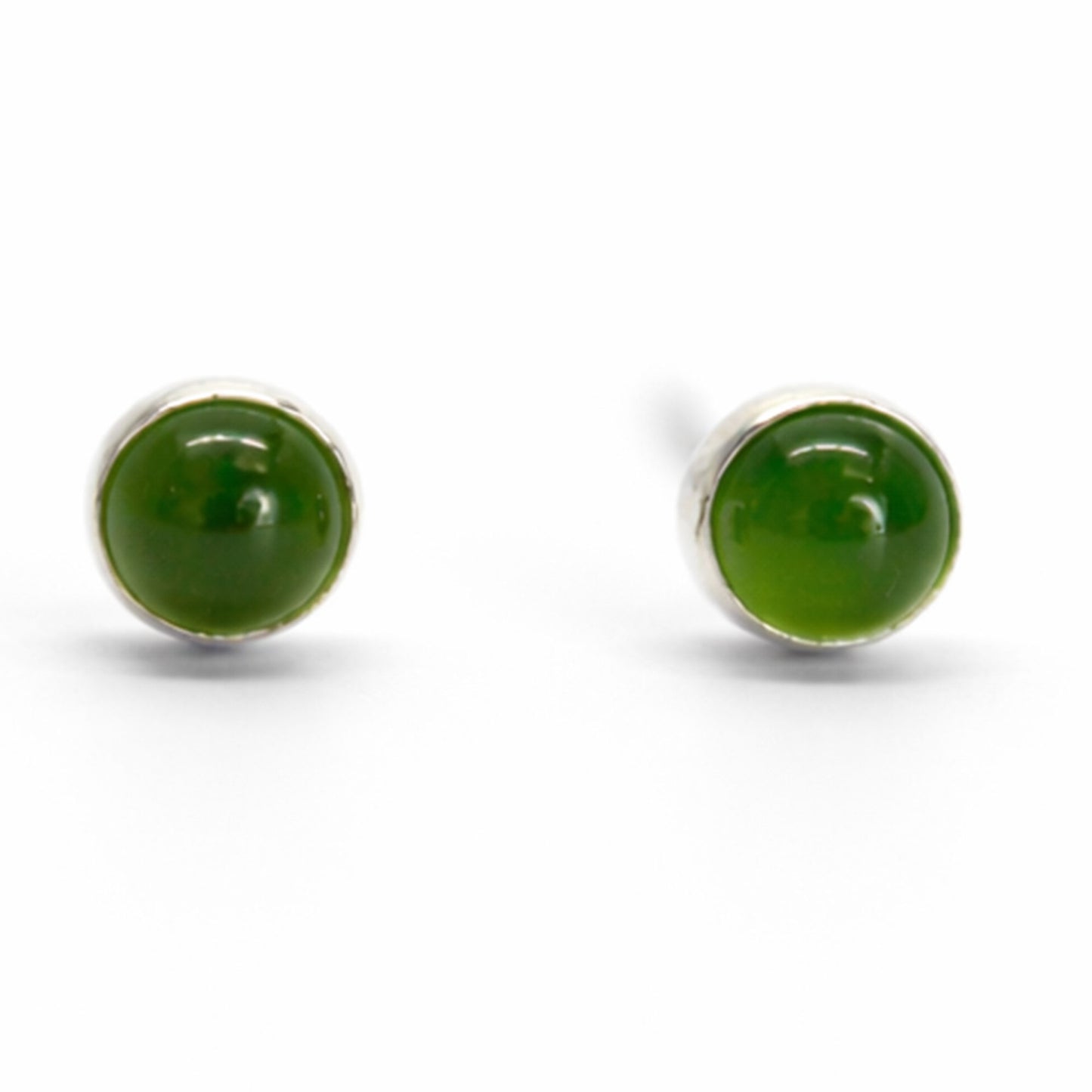 Tiny 3mm Green Jade Stud Earrings