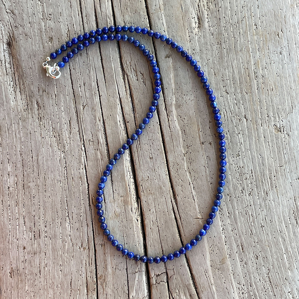 3mm Lapis Lazuli Bead Necklace