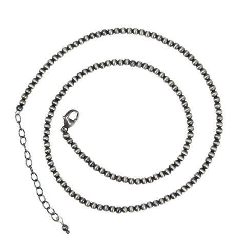 3mm Navajo Pearl Sterling Silver Bead Necklace