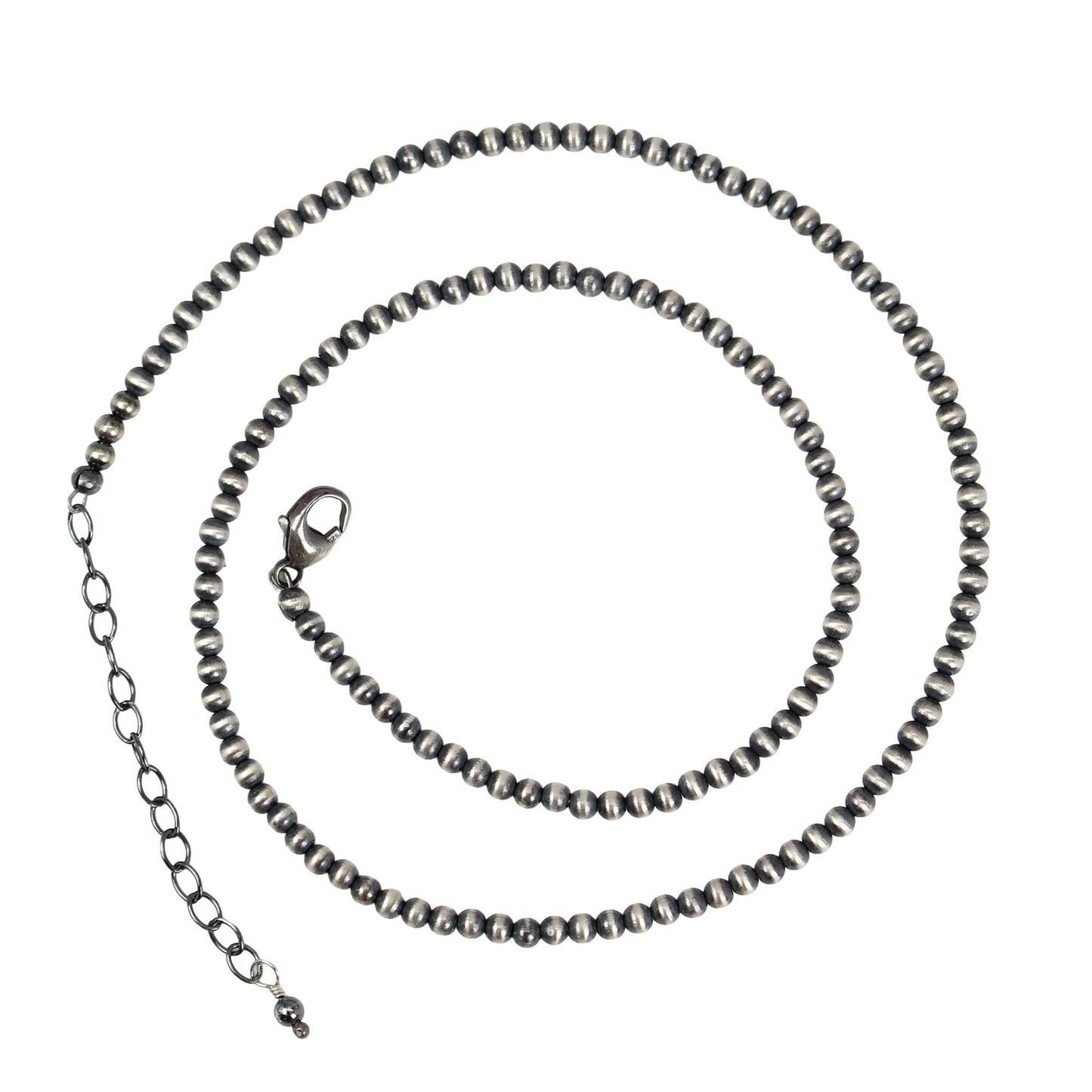 Sterling Silver 3mm Navajo Pearl Bead Necklace