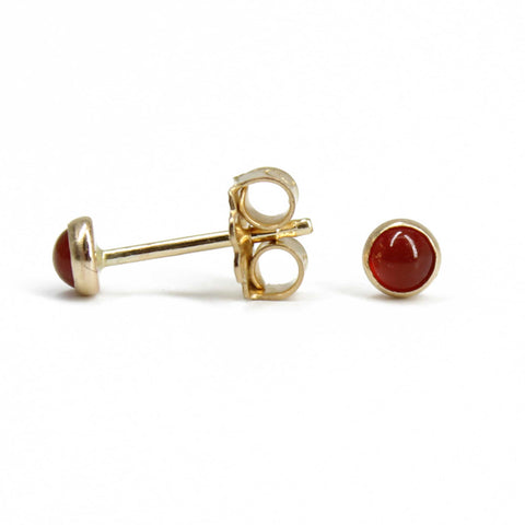 3mm Carnelian Stud Earrings in Yellow Gold FIll