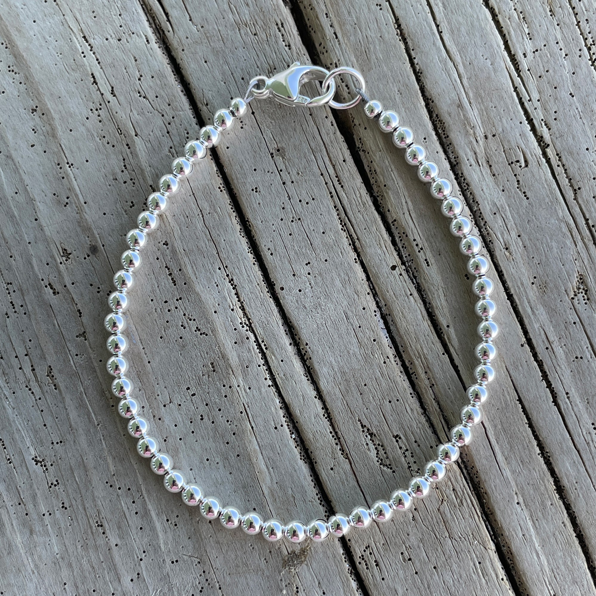 アクセサリー Silver Beaded Bracelet / Medium Sterling Silver Bead Bracelet-3mm – Kathy Bankston