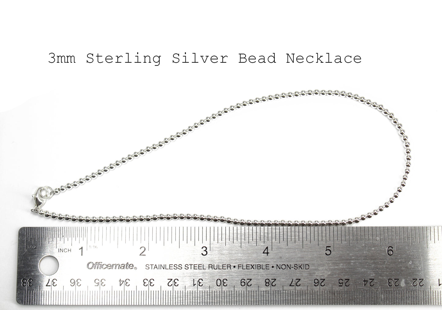 3mm Sterling Silver Bead Necklace