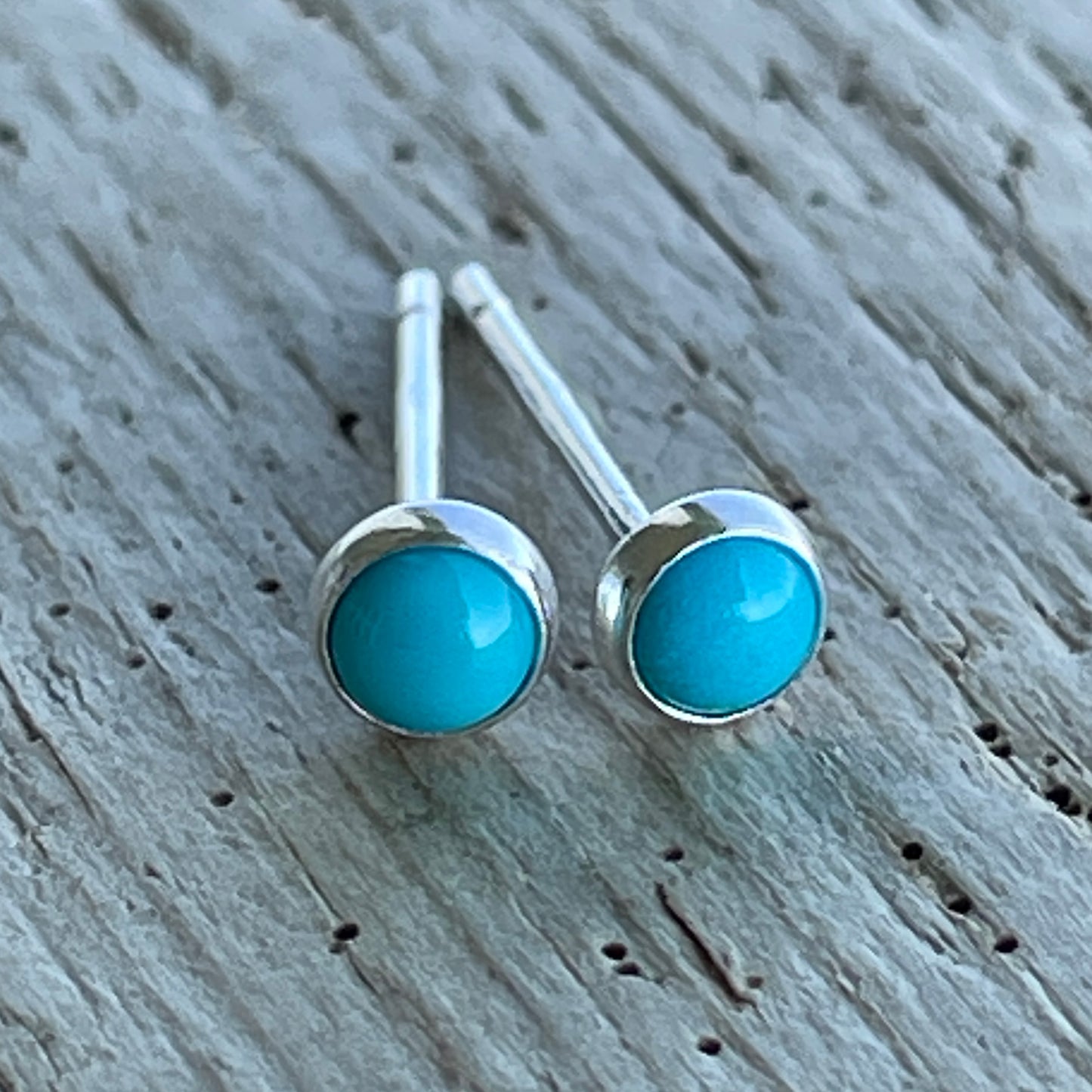Tiny 3mm Turquoise Stud Earrings in Sterling Silver or Gold Fill
