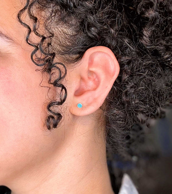 Amazonite Stud Earrings, Small 4mm in Sterling Silver