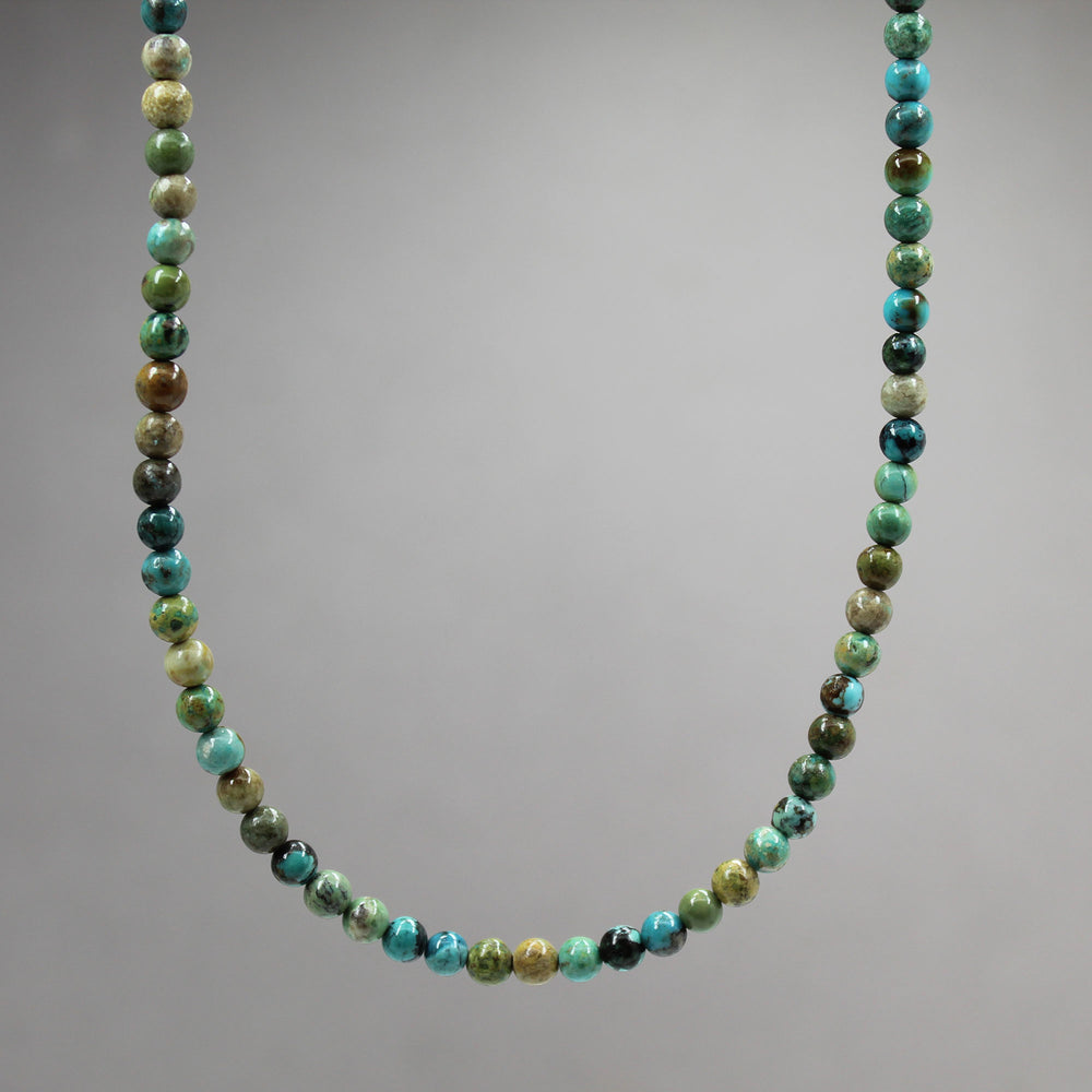 
                      
                        Genuine 4mm Blue Green Brown Turquoise Bead Necklace

                      
                    