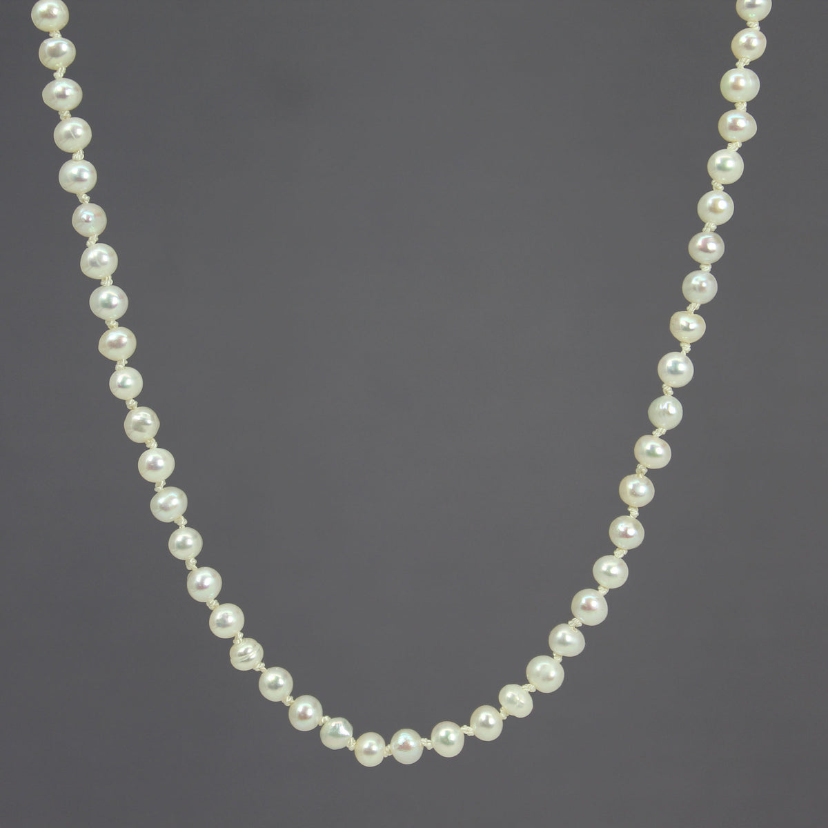 4mm Freshwater Pearl Necklace, 30 Inch Hand Knotted Endless Strand