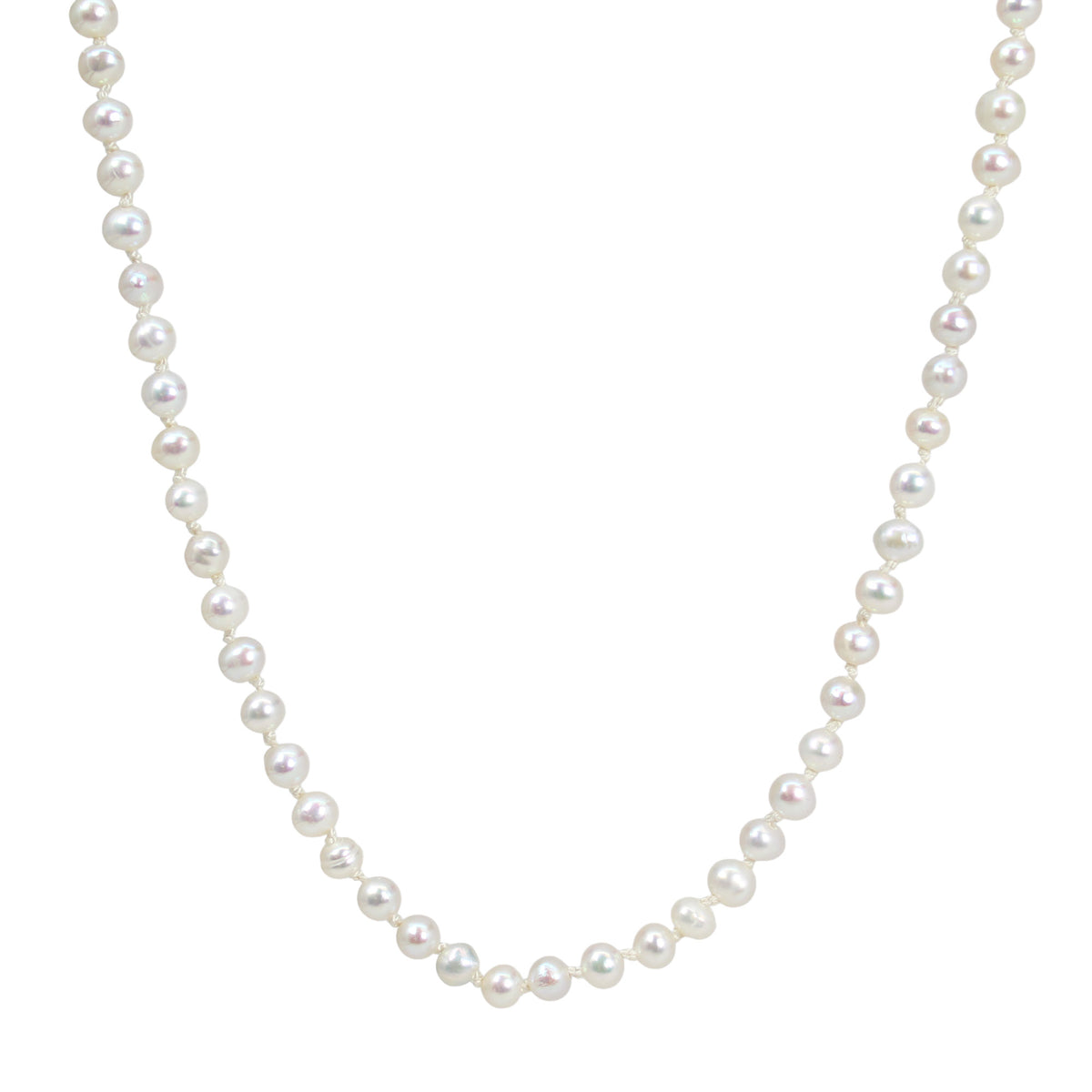 4mm Freshwater Pearl Necklace, 30 Inch Hand Knotted Endless Strand