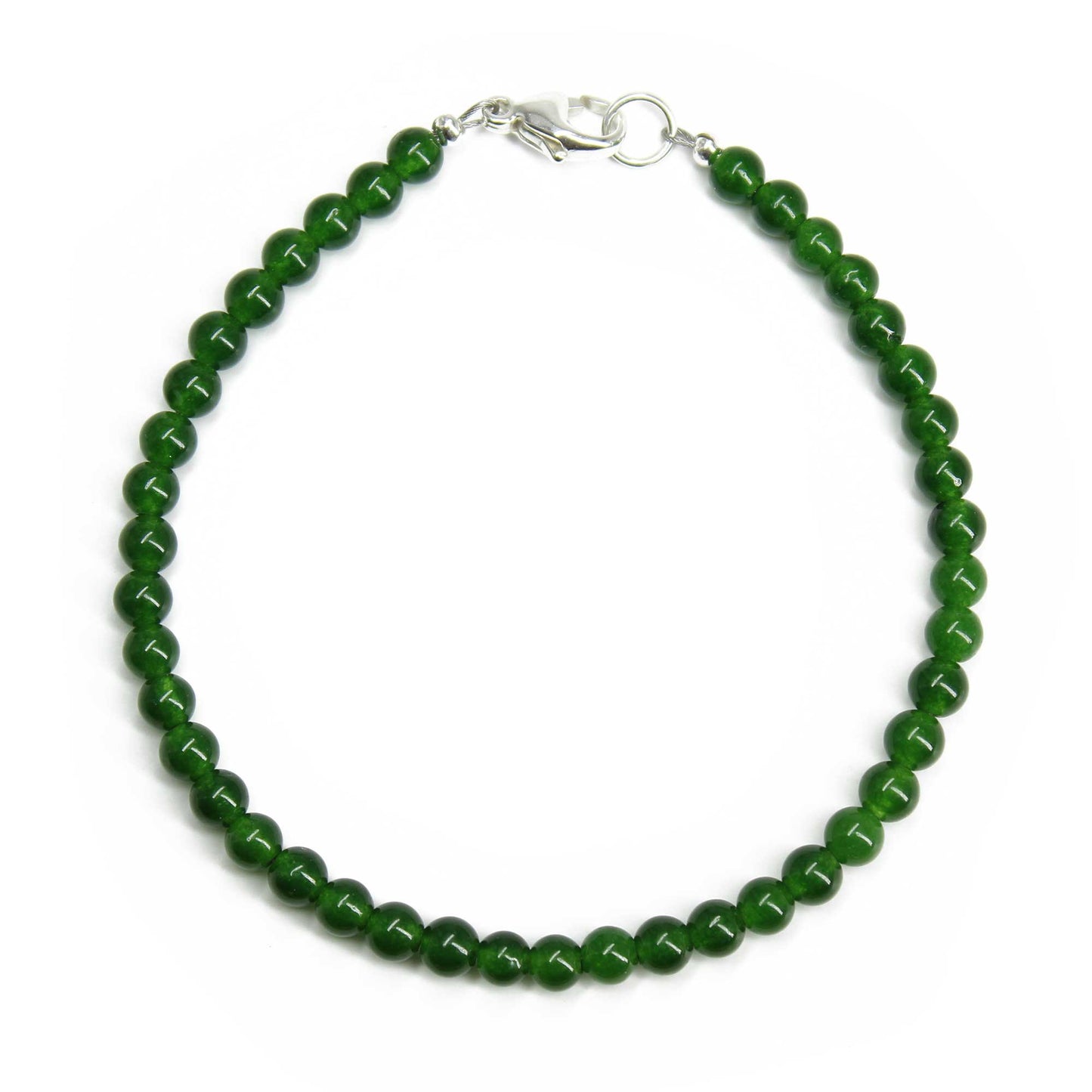 4mm Genuine Green Jade Bracelet with Clasp