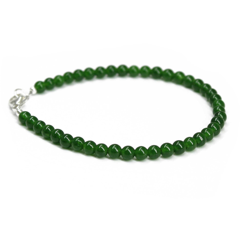 4mm Genuine Green Jade Bracelet with Clasp