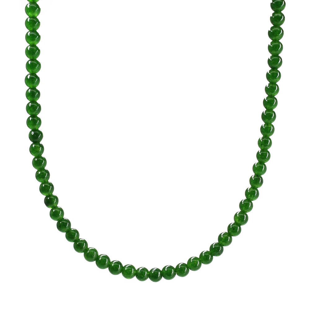 Genuine 4mm Green Jade Bead Necklace
