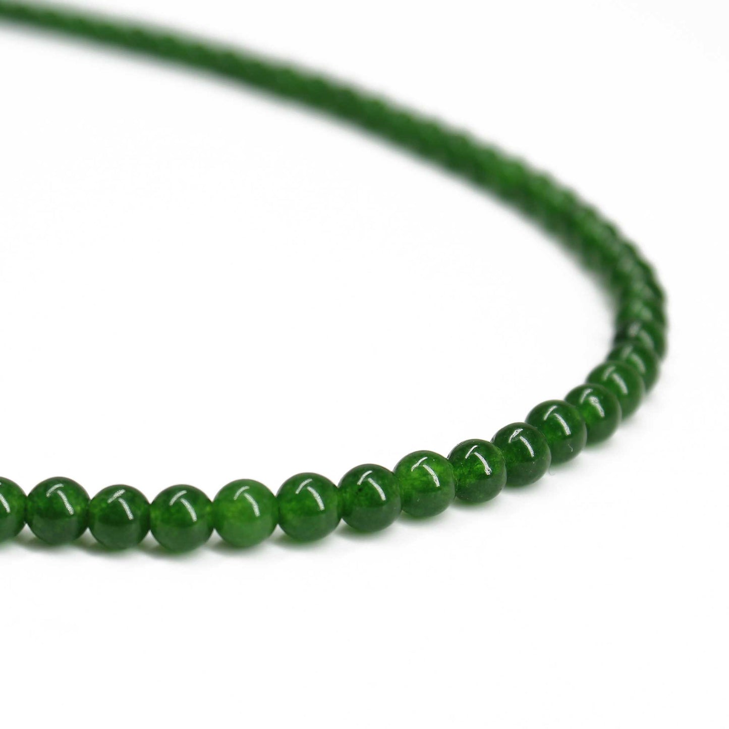 Genuine 4mm Green Jade Bead Necklace