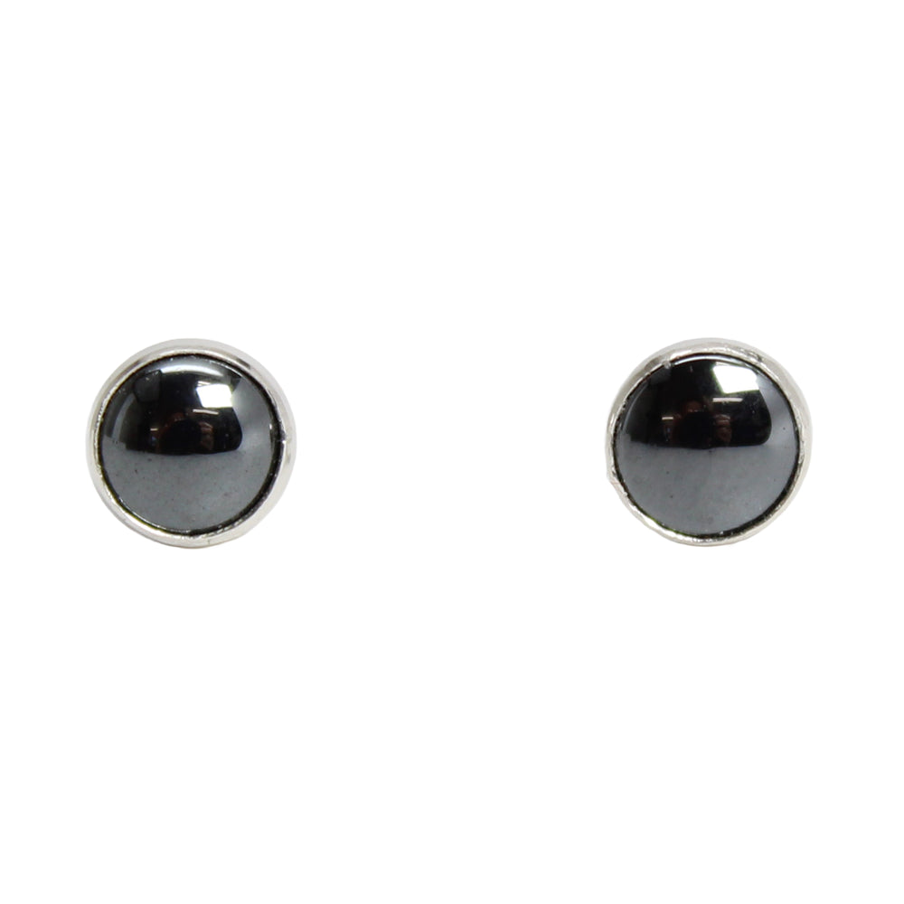 4mm Created Hematite Stud Earrings  Sterling SIlver
