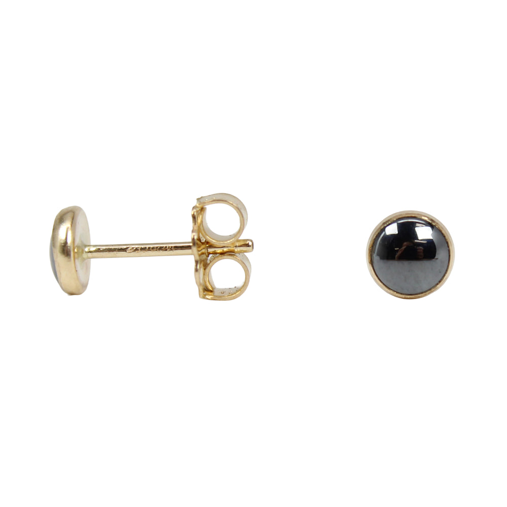 
                      
                        4mm Created Hematite Stud Earrings  in Yellow Gold Fill
                      
                    