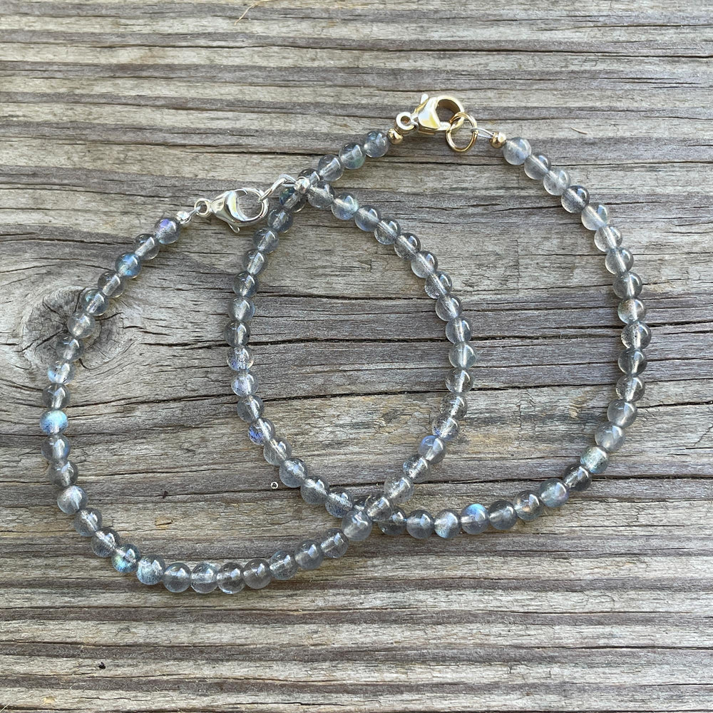 
                      
                        4mm Labradorite Bead Bracelet with Gold or Silver Clasp
                      
                    