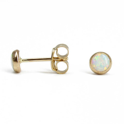 4mm Opal Studs in Yellow Gold Fill