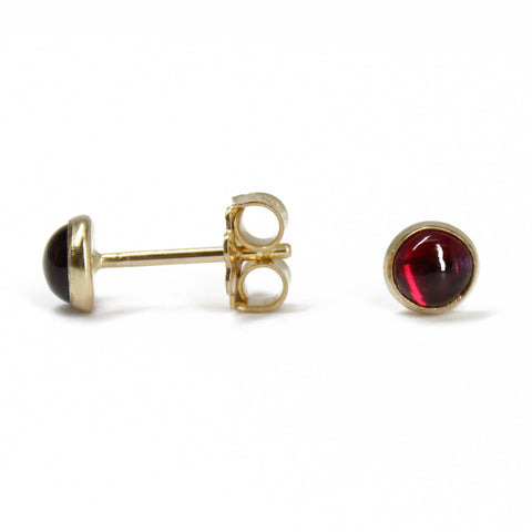 4mm Ruby Stud Earrings in Sterling Silver or Yellow Gold Fill