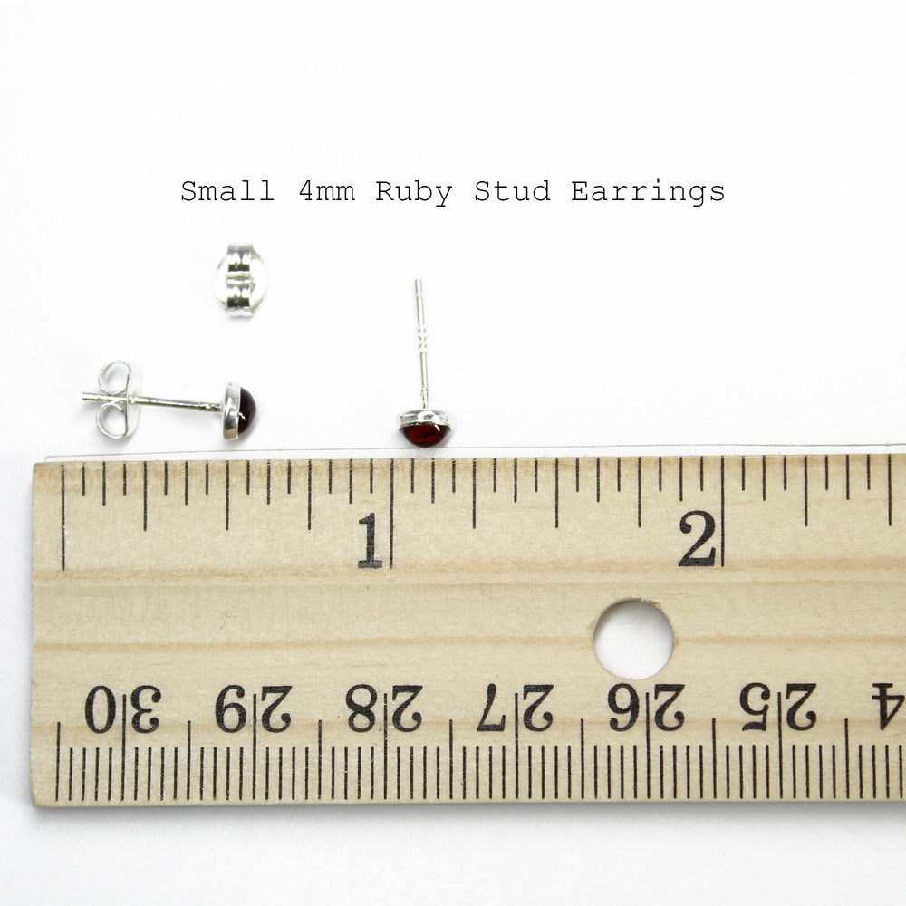 
                      
                        4mm Ruby Stud Earrings in Sterling Silver or Yellow Gold Fill
                      
                    