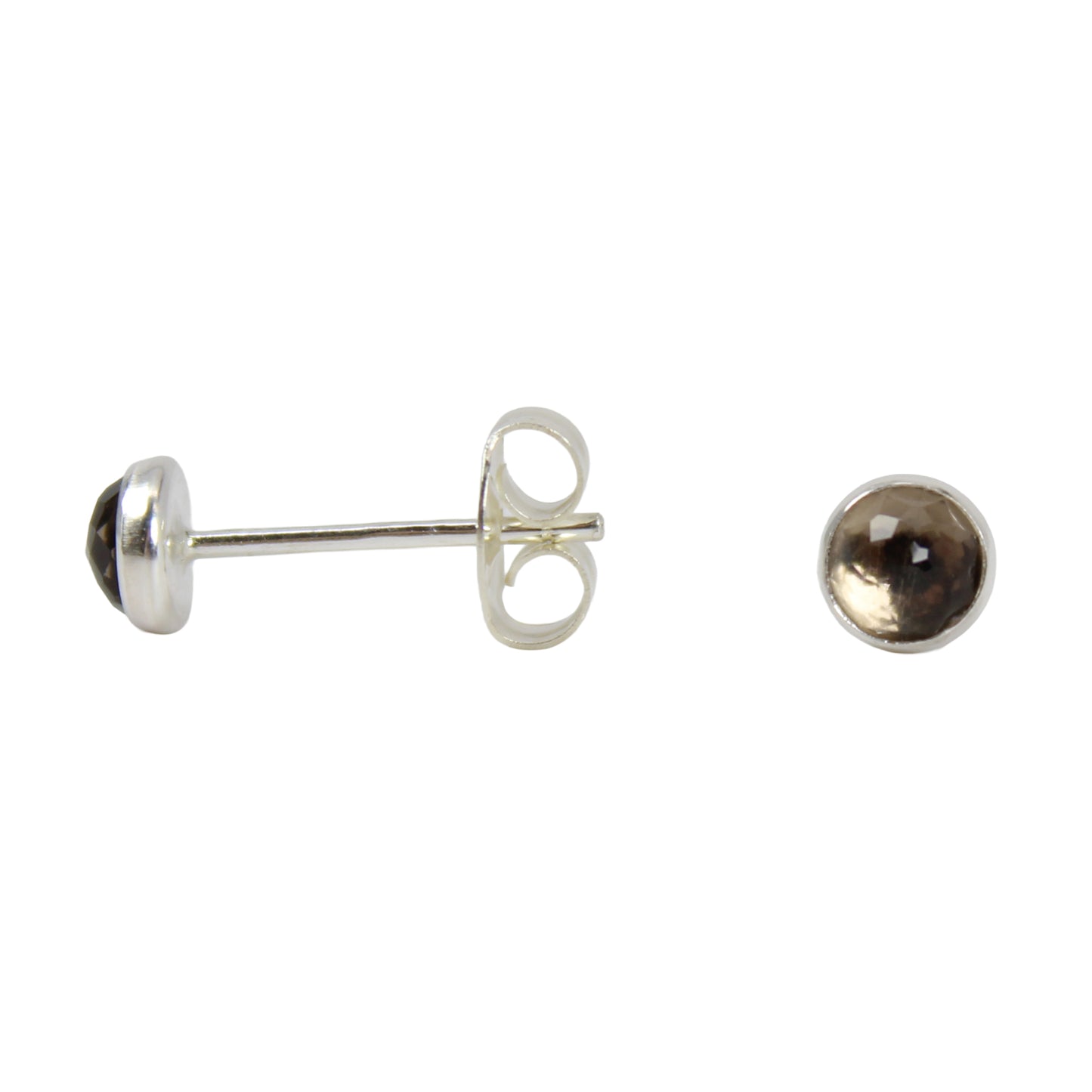 Smoky Quartz Stud Earrings in Sterling Silver
