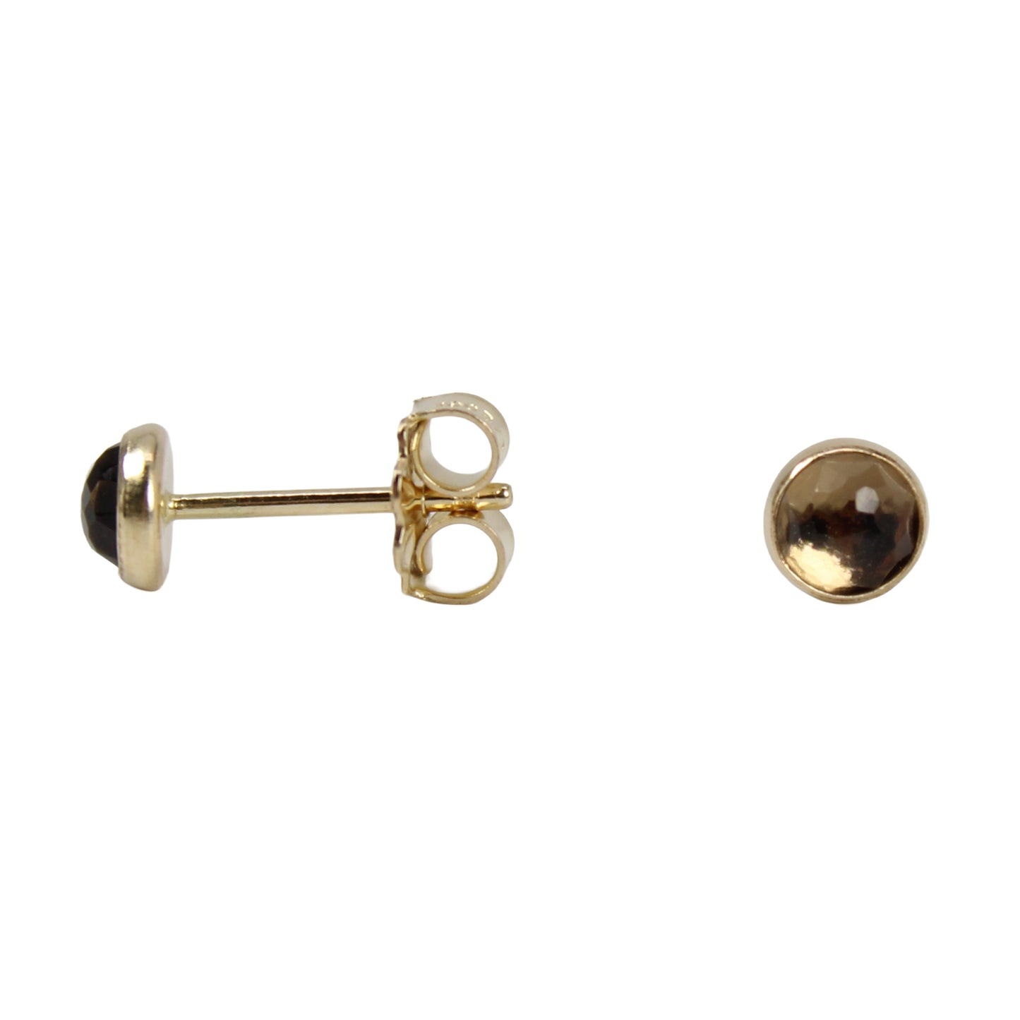 Smoky Quartz Stud Earrings in Gold Fill