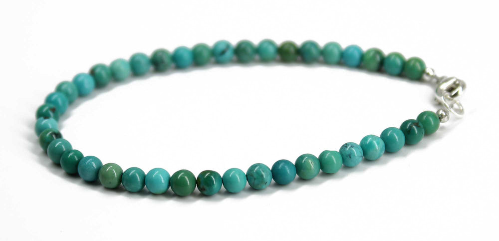 
                      
                        Genuine 4mm Blue Green Turquoise Bead Bracelet
                      
                    