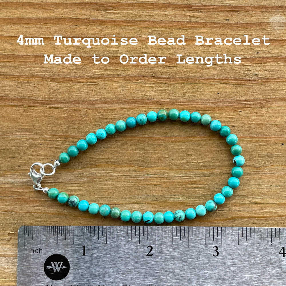 
                      
                        Genuine 4mm Blue Green Turquoise Bead Bracelet
                      
                    