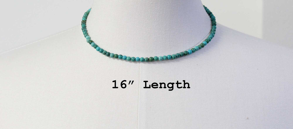 
                      
                        Genuine 4mm Blue Green Turquoise Bead Necklace
                      
                    