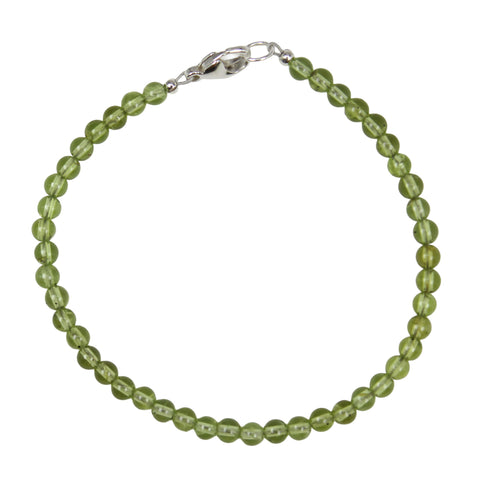 Peridot Bead Bracelet with Sterling Silver clasp