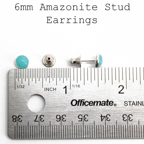 Handmade Amazonite Stud Earrings Sterling Silver 