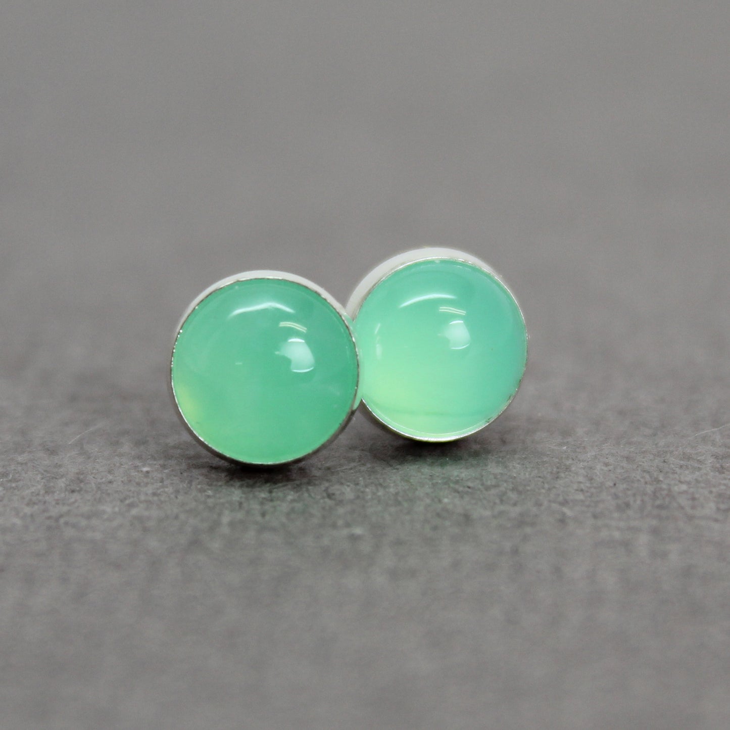 Load image into Gallery viewer, Chrysoprase Stud Earrings in Sterling Silver
