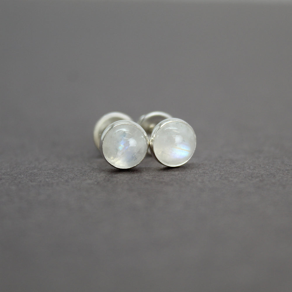 
                      
                        Rainbow Moonstone Stud Earrings with Sterling Silver 
                      
                    