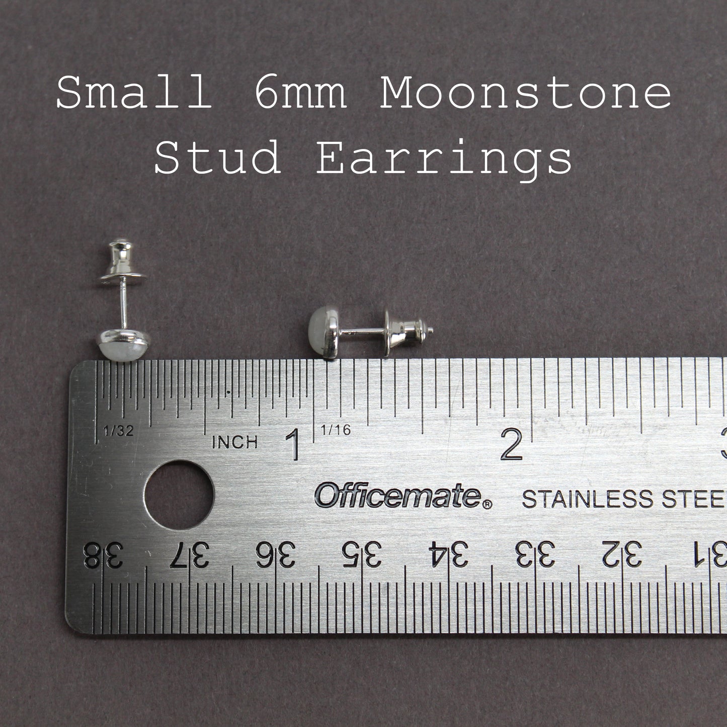 Rainbow Moonstone Stud Earrings with Sterling Silver 