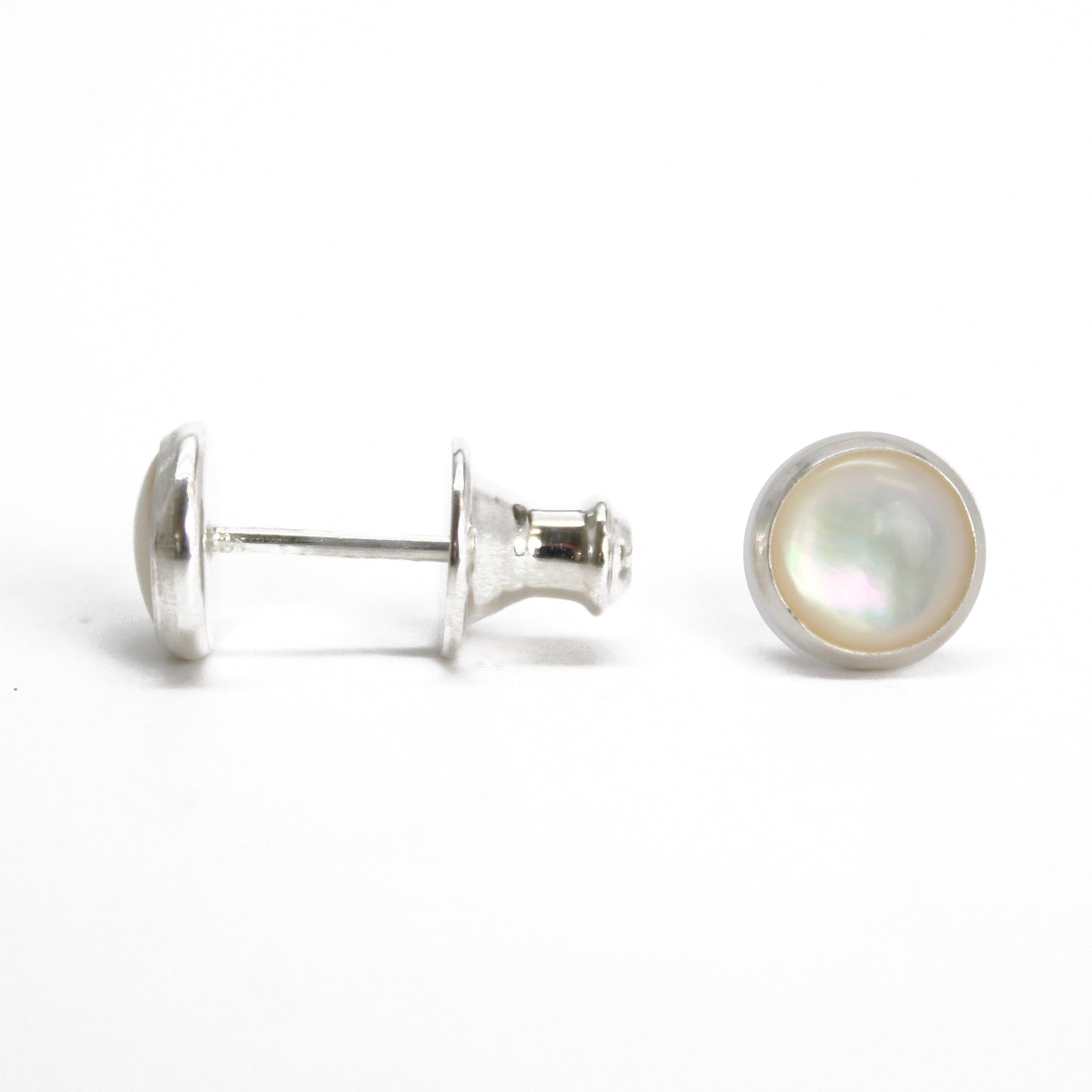 6mm Mother of Pearl Stud Earrings in Sterling Silver