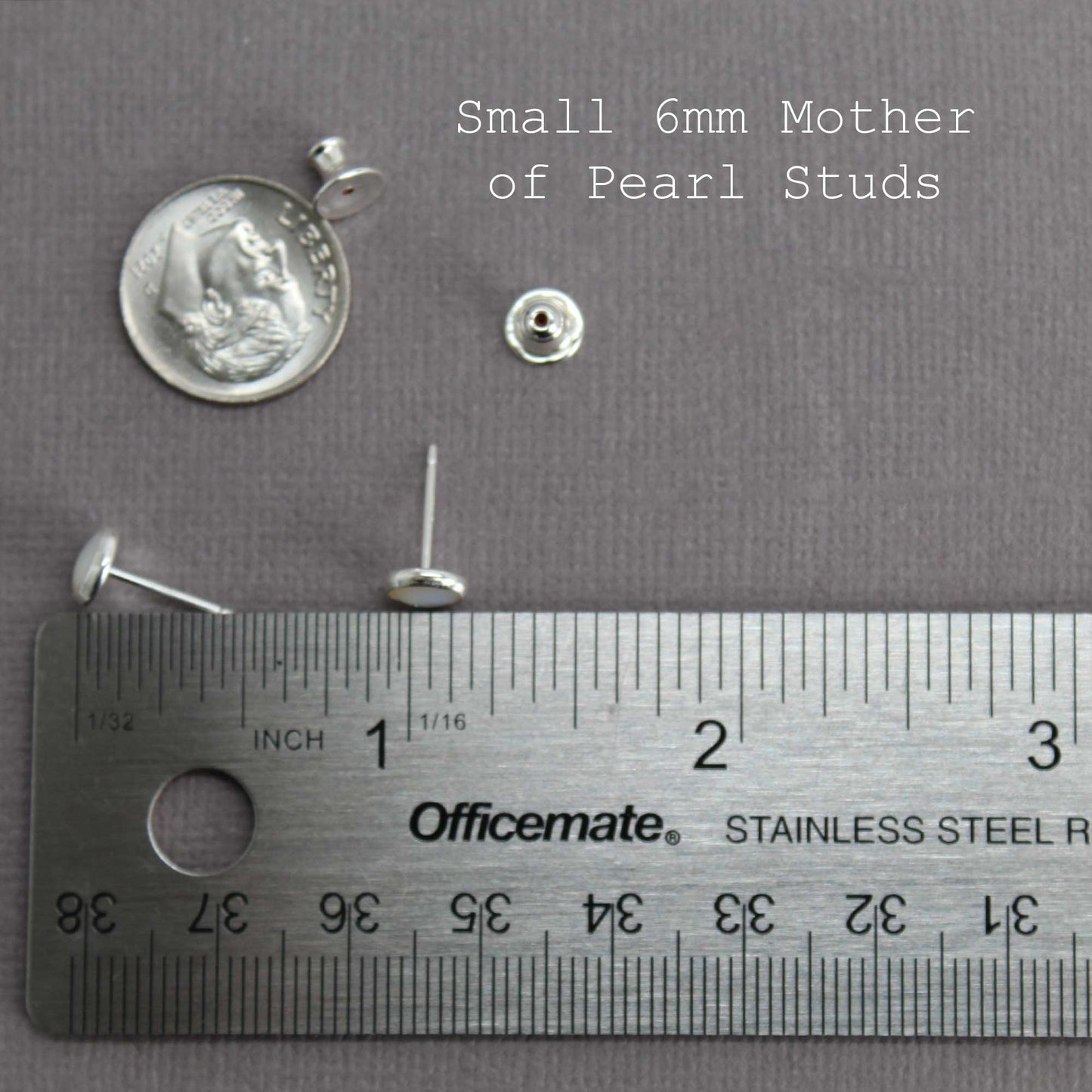 6mm Mother of Pearl Stud Earrings in Sterling Silver