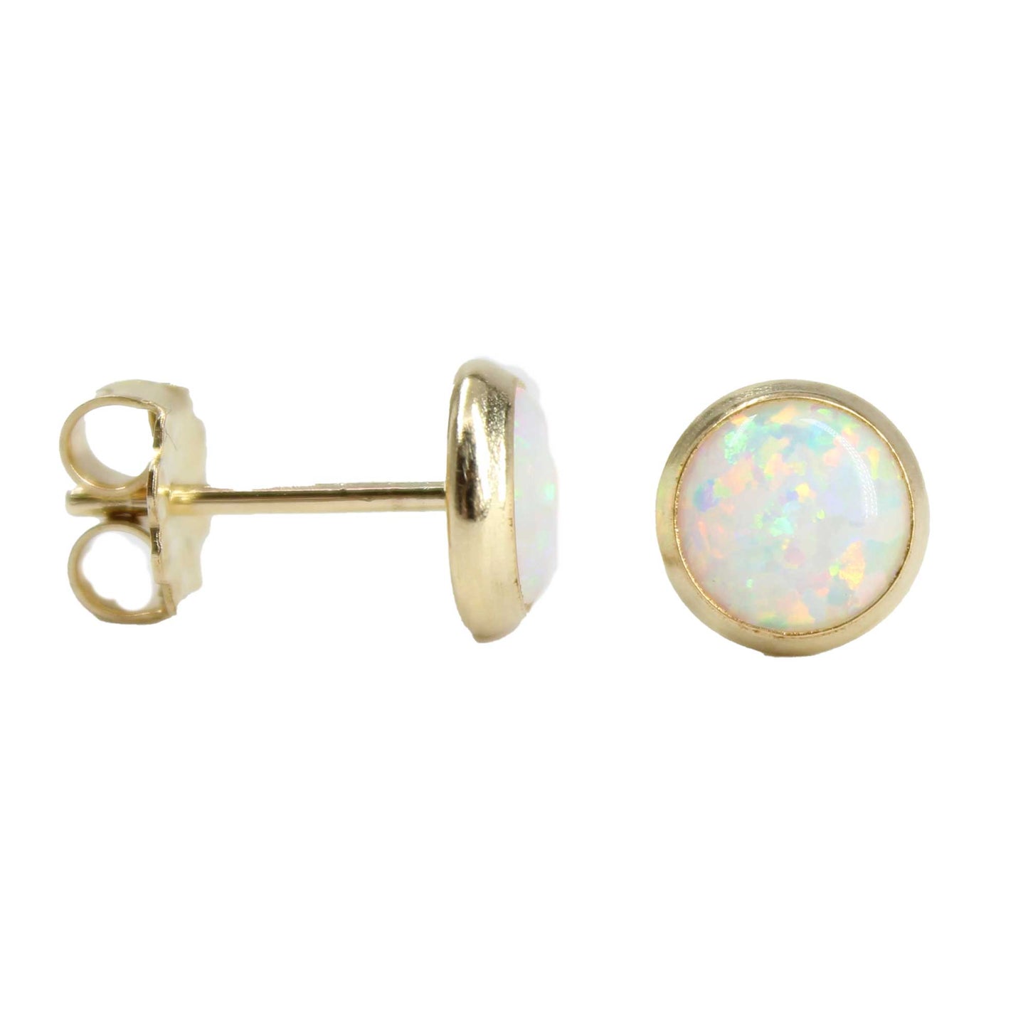 14k Yellow Gold Opal 6mm Bezel Post Earrings 14k Yellow Gold Opal 6mm Bezel Post Earrings