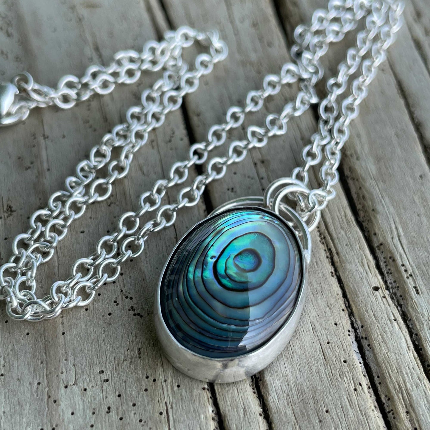 Abalone Necklace in Sterling Silver 17 Inches