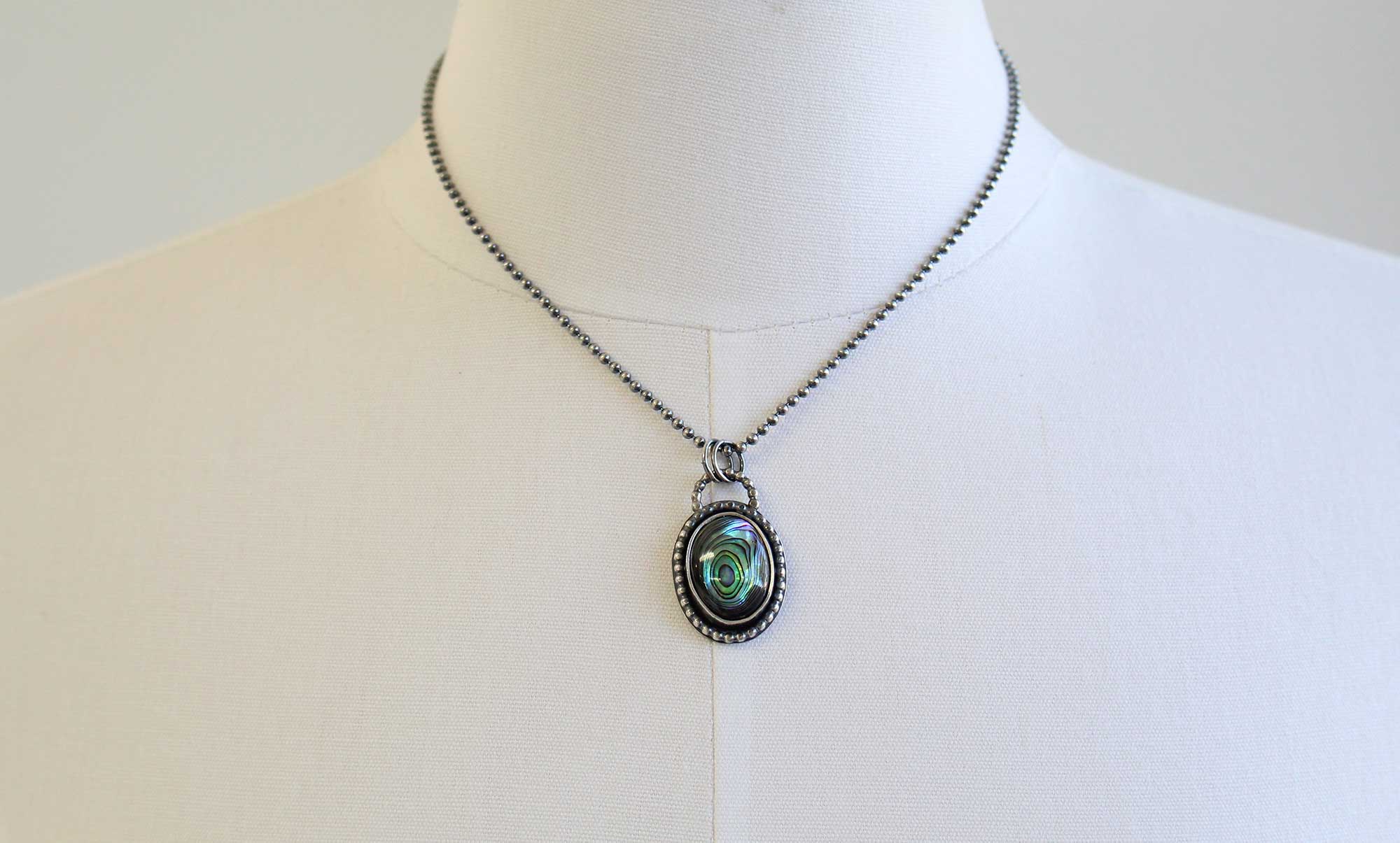 Good Handmade abolone and gemstone pendant