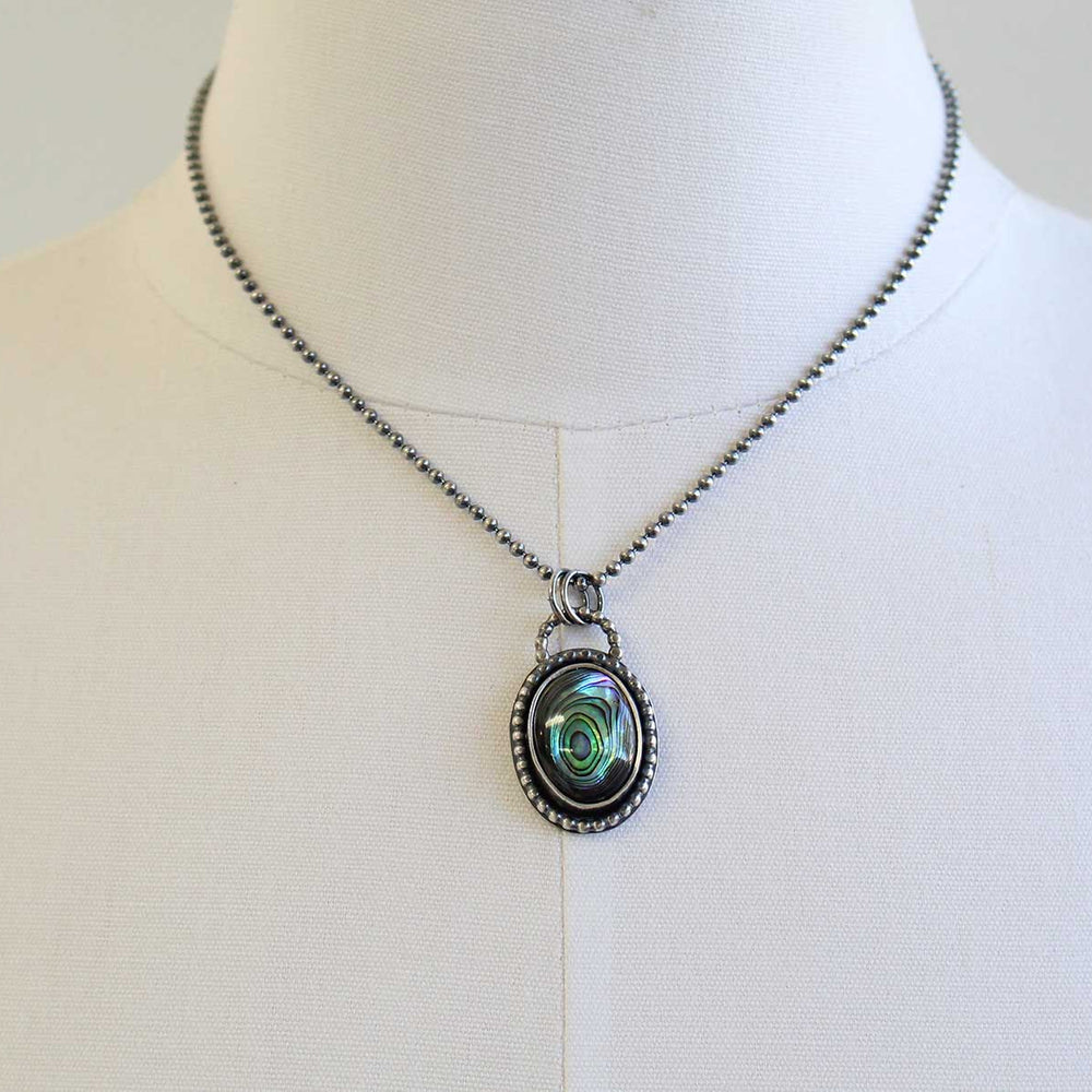 
                      
                        Handmade Abalone Necklace in Sterling Silver 16" Long
                      
                    