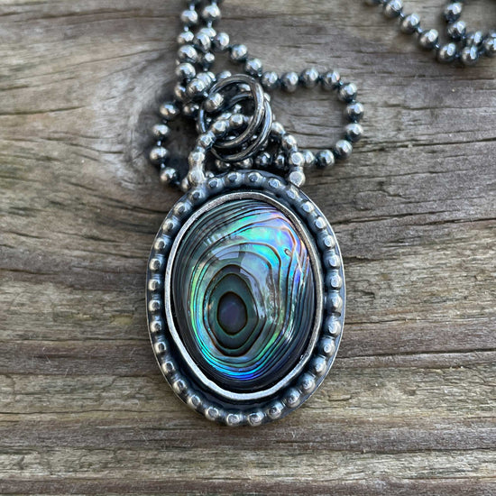 Handmade Abalone Necklace in Sterling Silver 16" Long