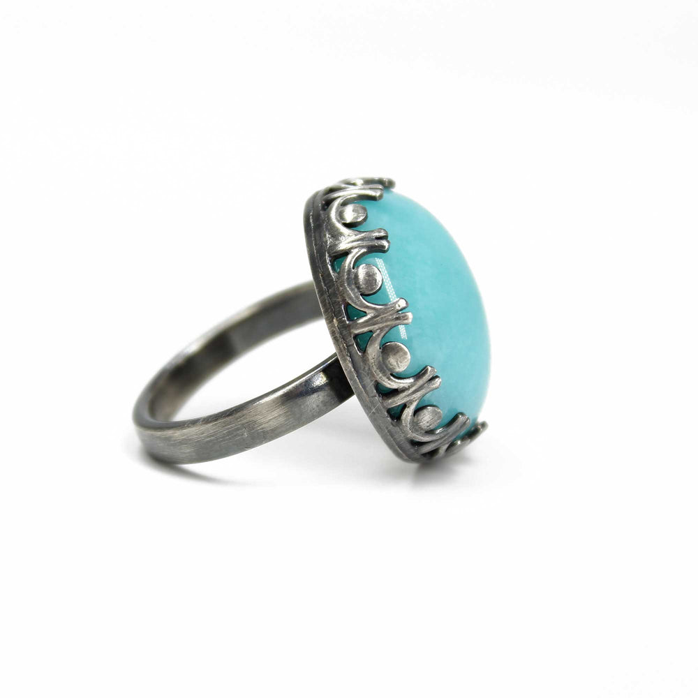
                      
                        Amazonite Ring in Sterling Silver Bezel Setting, Size 8 US
                      
                    